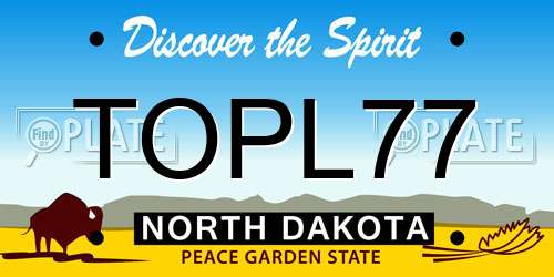 TOPL77 North Dakota License Plate