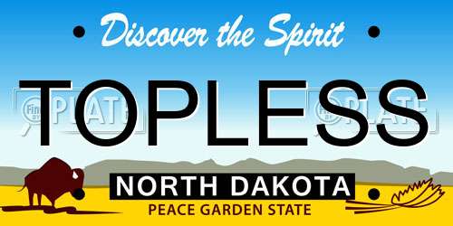 TOPLESS North Dakota License Plate