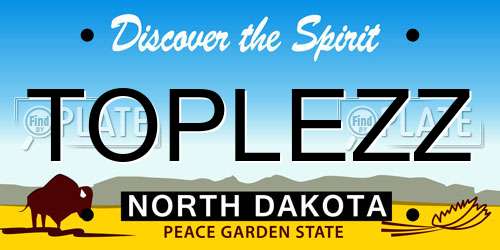 TOPLEZZ North Dakota License Plate
