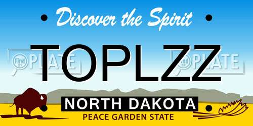 TOPLZZ North Dakota License Plate