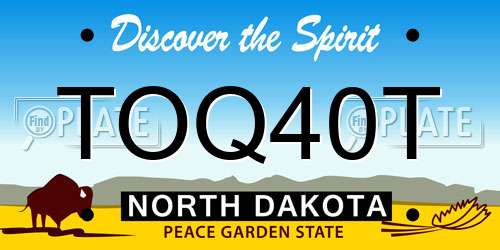 TOQ40T North Dakota License Plate
