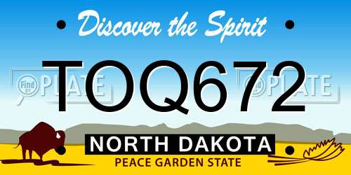 TOQ672 North Dakota License Plate
