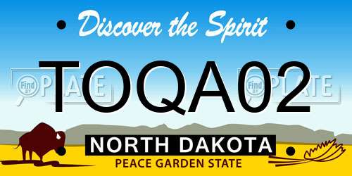 TOQA02 North Dakota License Plate