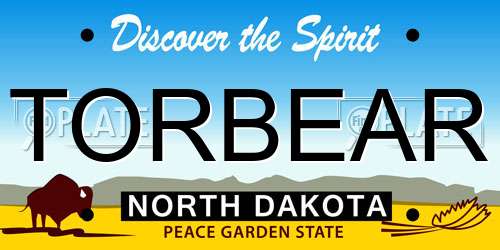 TORBEAR North Dakota License Plate