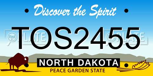 TOS2455 North Dakota License Plate