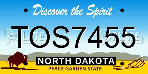 TOS7455 North Dakota License Plate