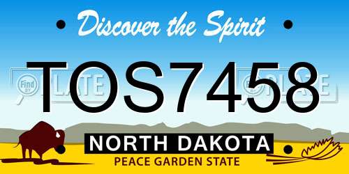 TOS7458 North Dakota License Plate