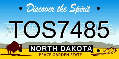 TOS7485 North Dakota License Plate