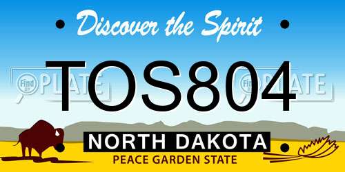 TOS804 North Dakota License Plate