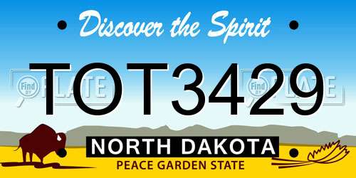 TOT3429 North Dakota License Plate