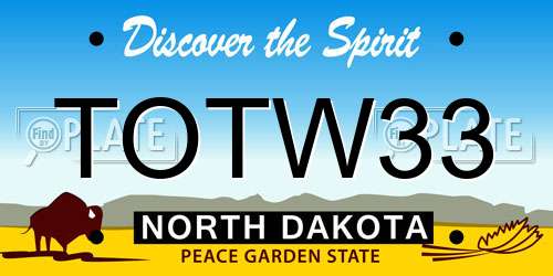 TOTW33 North Dakota License Plate