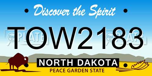 TOW2183 North Dakota License Plate