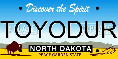 TOYODUR North Dakota License Plate