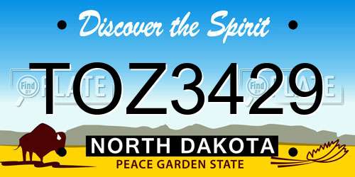 TOZ3429 North Dakota License Plate
