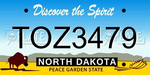 TOZ3479 North Dakota License Plate