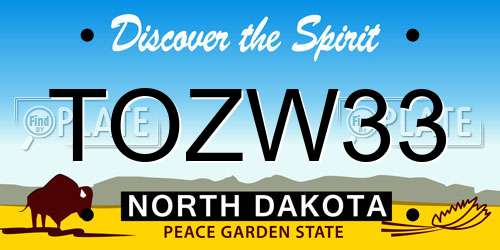 TOZW33 North Dakota License Plate