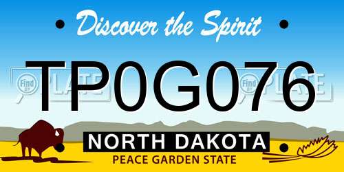 TP0G076 North Dakota License Plate