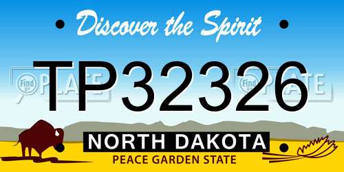 TP32326 North Dakota License Plate
