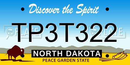 TP3T322 North Dakota License Plate