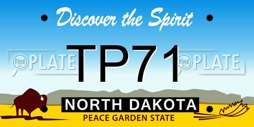 TP71 North Dakota License Plate