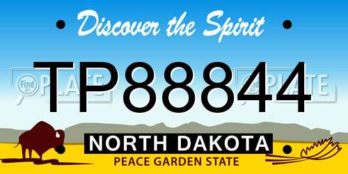TP88844 North Dakota License Plate