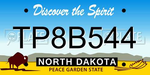 TP8B544 North Dakota License Plate