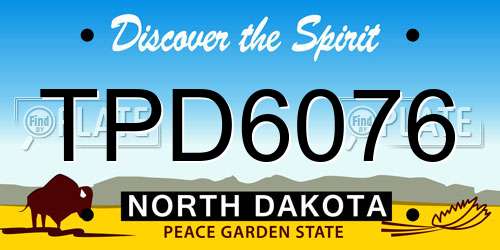 TPD6076 North Dakota License Plate