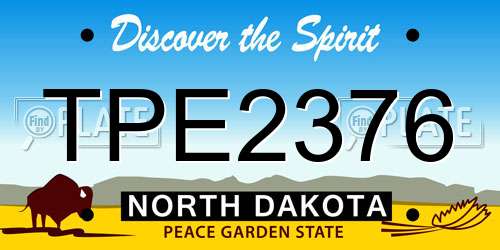 TPE2376 North Dakota License Plate