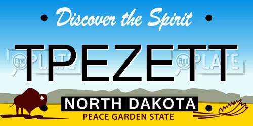 TPEZETT North Dakota License Plate