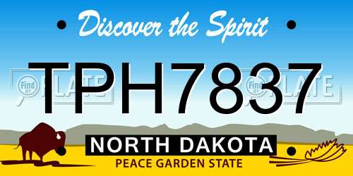 TPH7837 North Dakota License Plate