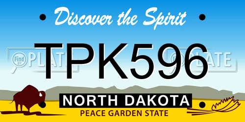 TPK596 North Dakota License Plate