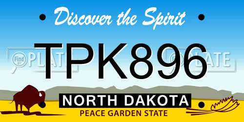 TPK896 North Dakota License Plate