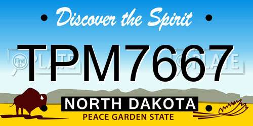TPM7667 North Dakota License Plate