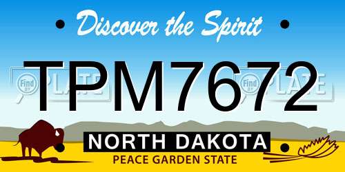 TPM7672 North Dakota License Plate
