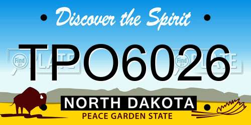 TPO6026 North Dakota License Plate