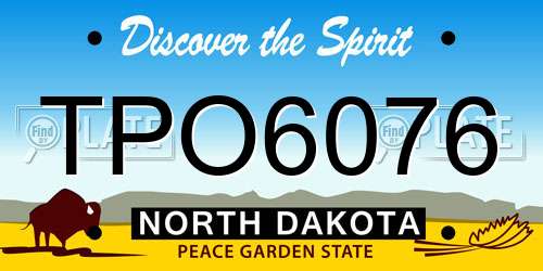 TPO6076 North Dakota License Plate