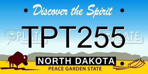 TPT255 North Dakota License Plate