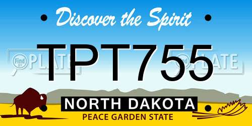 TPT755 North Dakota License Plate