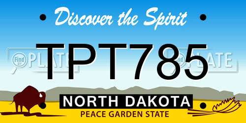 TPT785 North Dakota License Plate