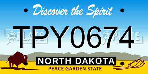 TPY0674 North Dakota License Plate