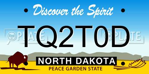 TQ2T0D North Dakota License Plate