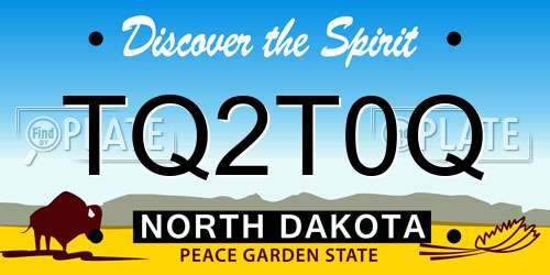 TQ2T0Q North Dakota License Plate