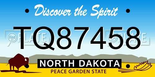 TQ87458 North Dakota License Plate