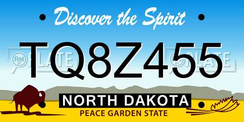 TQ8Z455 North Dakota License Plate