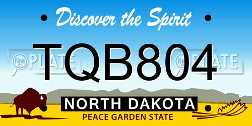 TQB804 North Dakota License Plate