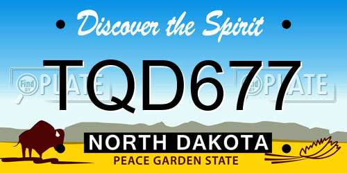 TQD677 North Dakota License Plate