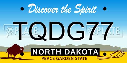 TQDG77 North Dakota License Plate