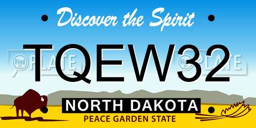 TQEW32 North Dakota License Plate