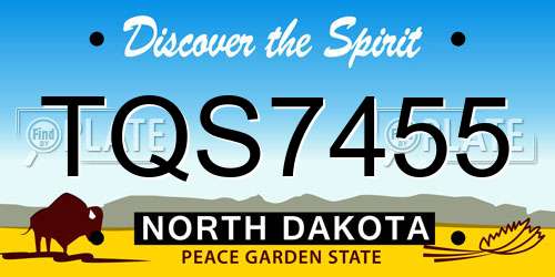 TQS7455 North Dakota License Plate