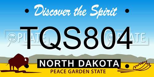 TQS804 North Dakota License Plate